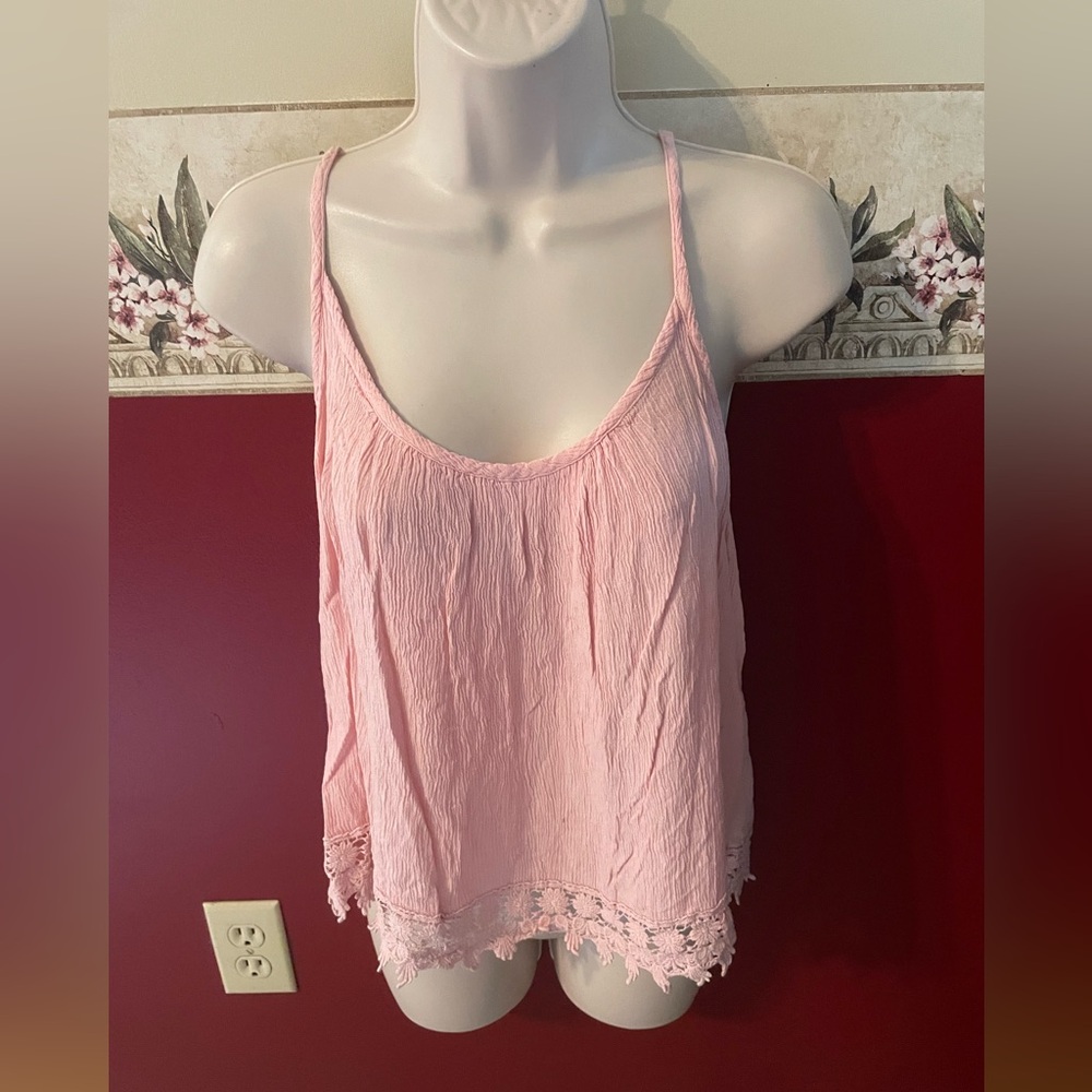 Forever 21 Light Pink Lace-Trim Spaghetti Strap Cami